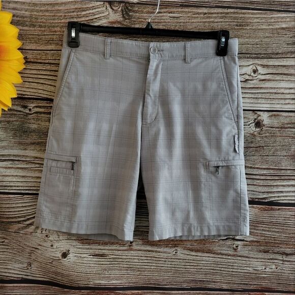 "Greg Norman " men's shorts Size: 33 gray/white mix Pre-owned - Picture 2 of 6
